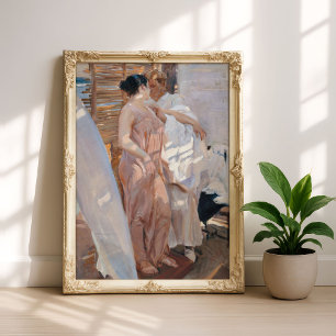 The Pink Robe, After the Bath Joaquín Sorolla Poster