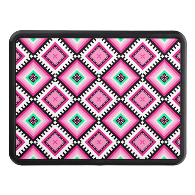 The Pink Square in Seamless Pattern  Trailer Hitch Cover (Front)
