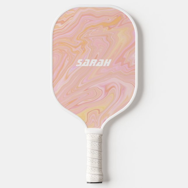 The Pink Tangerine Retro Pickleball Paddle (Front)