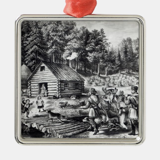 The Pioneer's Home on the Western Frontier Metal Ornament (Front)