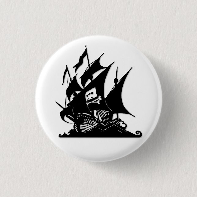 The Pirate Bay Logo Ship 1 Inch Round Button (Front)
