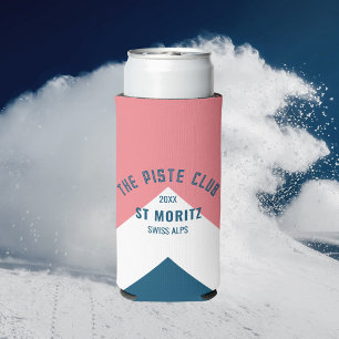 The Piste Club Pink White blue Peak Winter Ski Seltzer Can Cooler