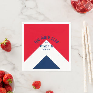 The Piste Club Red Navy Custom Winter Ski Napkin