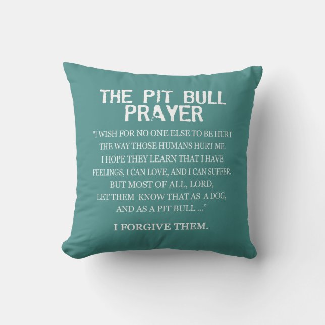 The Pit Bull Prayer Throw Pillow (Front)