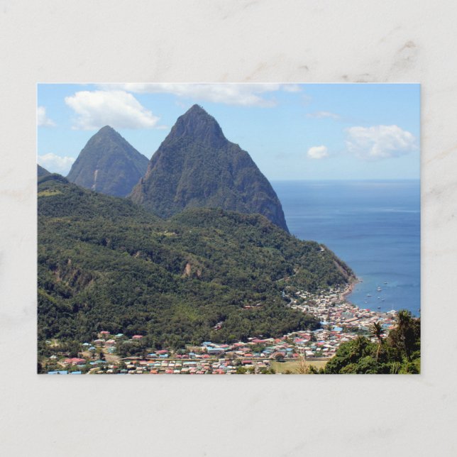The Pitons and Soufriere Postcard (Front)