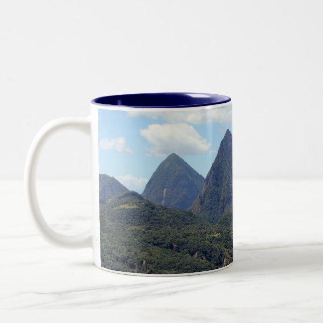 The Pitons and Soufriere Two-Tone Coffee Mug (Left)