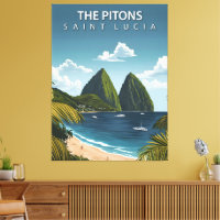 The Pitons – Vintage Travel Poster of Saint Lucia