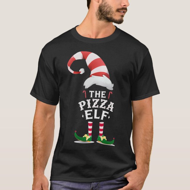 The Pizza Elf Funny Christmas Santa Design Pullove T-Shirt (Front)