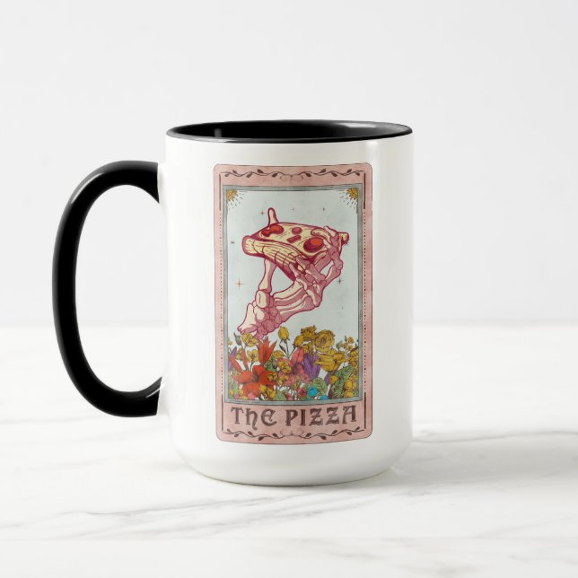 The Pizza Tarot Card Funny Tarot Skeleton Mug (Left)