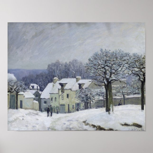 The Place du Chenil at Marly-le-Roi, Snow, 1876 Poster (Front)