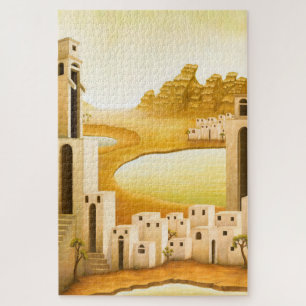 "The Place" - Middle East desert city painting Jigsaw Puzzle