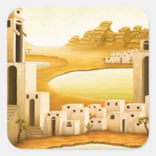 "The Place" - Middle East / Orient Desert Painting Square Sticker