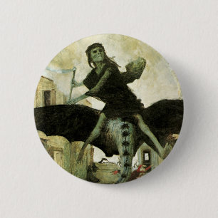 The Plague by Arnold Bocklin, Vintage Symbolism 2 Inch Round Button