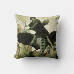 The Plague by Arnold Bocklin, Vintage Symbolism Throw Pillow