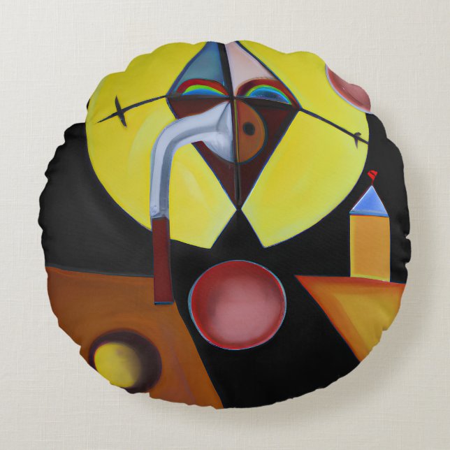 The Plague Doctor - Oil Painting Round Pillow (Front)