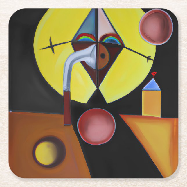 The Plague Doctor - Oil Painting Square Paper Coaster (Front)