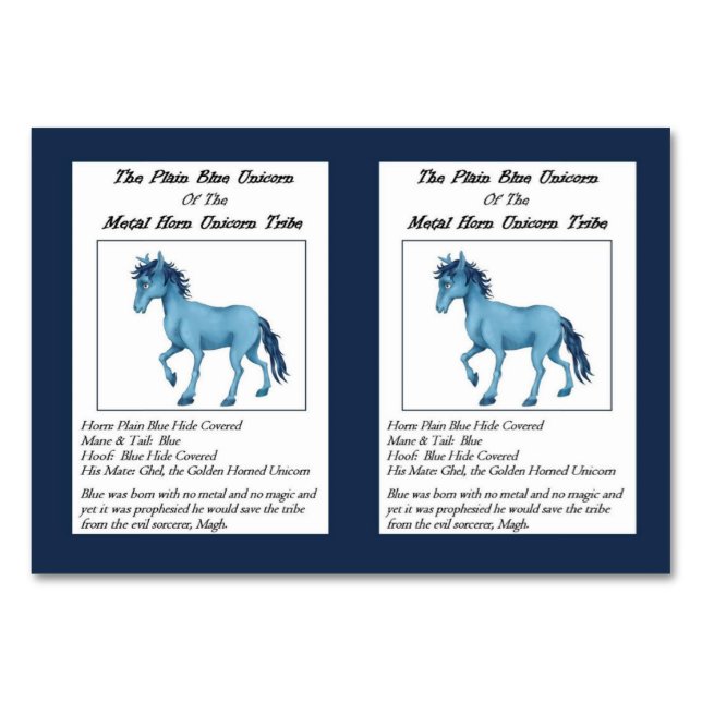 The Plain Blue Unicorn Trading Card- (Front)