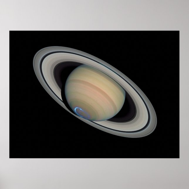 The Planet Saturn with Auroras Poster (Front)