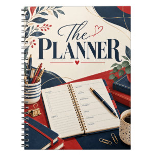 The Planner Navy Red Botanical Notebook