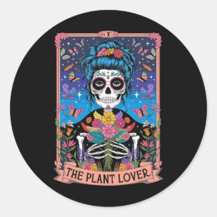 The Plant Lady Funny Mystic Skeleton Tarot Cards P Classic Round Sticker