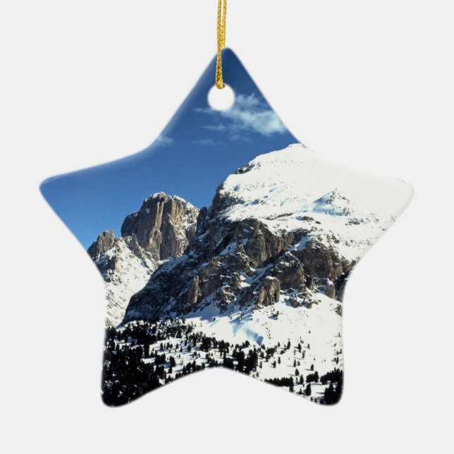 The Plattkofel and Langkofel Italy Holiday Card Po Ceramic Ornament (Front)