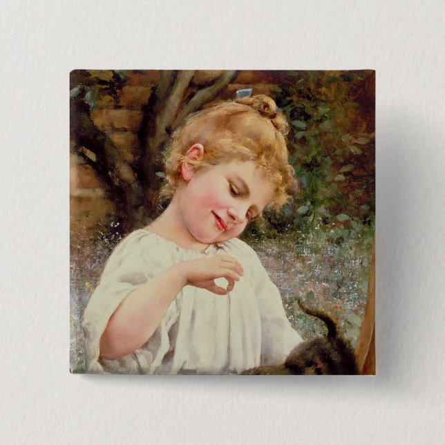 The Playful Kitten 2 Inch Square Button (Front)