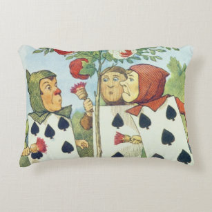 The Playing Cards Painting the Rose Bush Accent Pillow
