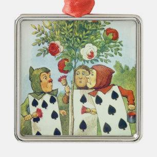 The Playing Cards Painting the Rose Bush Metal Ornament