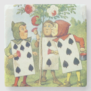 The Playing Cards Painting the Rose Bush Stone Coaster