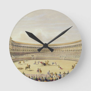 The Plaza de Toros of Madrid, 1865 (colour litho) Round Clock