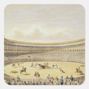 The Plaza de Toros of Madrid, 1865 (colour litho) Square Sticker