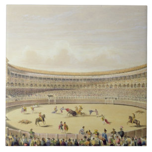 The Plaza de Toros of Madrid, 1865 (colour litho) Tile