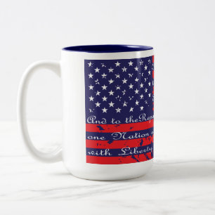 The Pledge of Allegiance in the USA Flag Two-Tone Coffee Mug