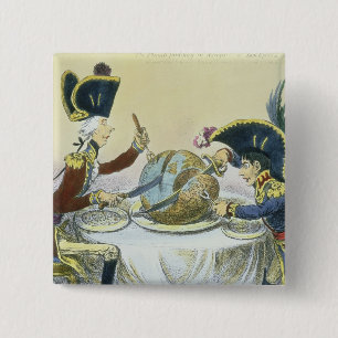 The Plum Pudding in Danger, 1805 2 Inch Square Button