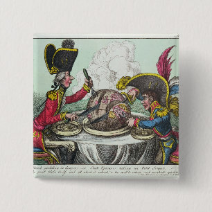 The Plum Pudding in Danger, 1805 2 Inch Square Button