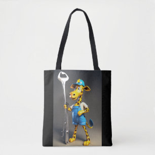 The Plumbing Giraffe– Funny Animal Tradesman Desgn Tote Bag