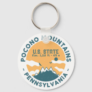 The Poconos Pennsylvania - Retro Vintage Souvenir  Keychain