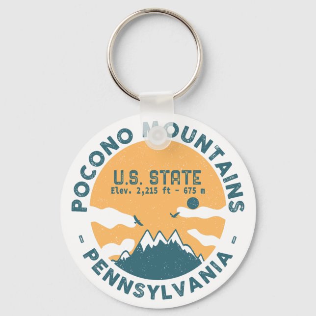 The Poconos Pennsylvania - Retro Vintage Souvenir  Keychain (Front)