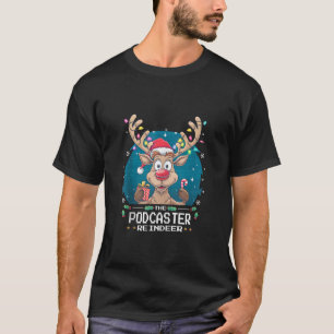 The Podcaster Reindeer Christmas Matching Family T T-Shirt
