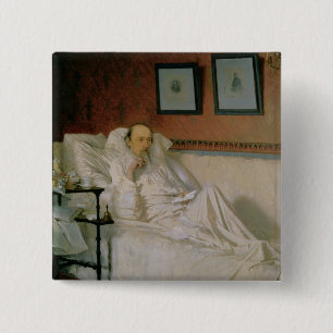 The Poet Nikolay Alekseyevich Nekrasov 2 Inch Square Button