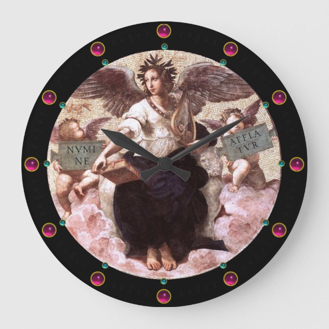 THE POETRY Allegory Fresco by Raffaello Sanzio Large Clock (Front)