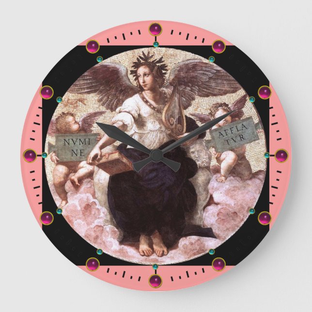 THE POETRY Allegory Fresco by Raffaello Sanzio Large Clock (Front)