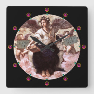 THE POETRY Allegory Fresco by Raffaello Sanzio Square Wall Clock