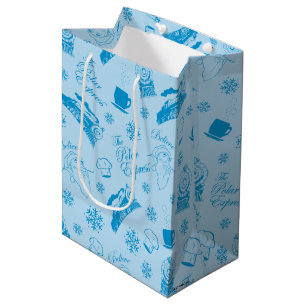 The Polar Express   Blue Holiday Icon Pattern Medium Gift Bag