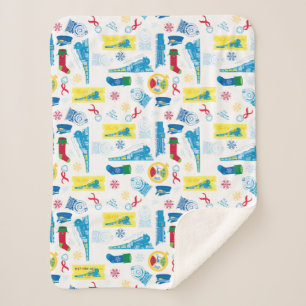 The Polar Express   Christmas Icon Pattern Sherpa Blanket