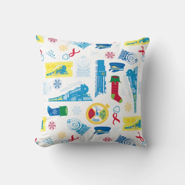 The Polar Express | Christmas Icon Pattern Throw Pillow (Front)