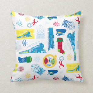 The Polar Express   Christmas Icon Pattern Throw Pillow