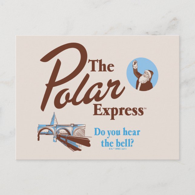 The Polar Express | "Do You Hear The Bell" Retro Holiday Postcard (Front)