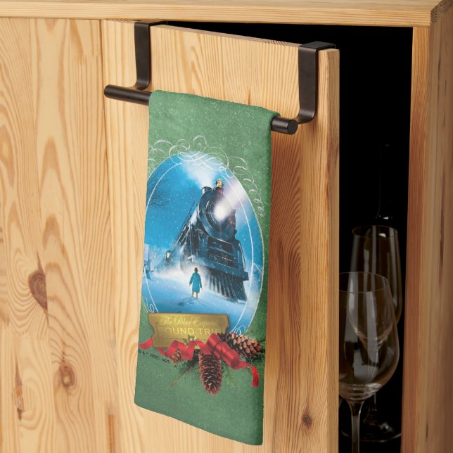 The Polar Express | Holiday Framed Train Arrival Kitchen Towel (Thirds Fold)