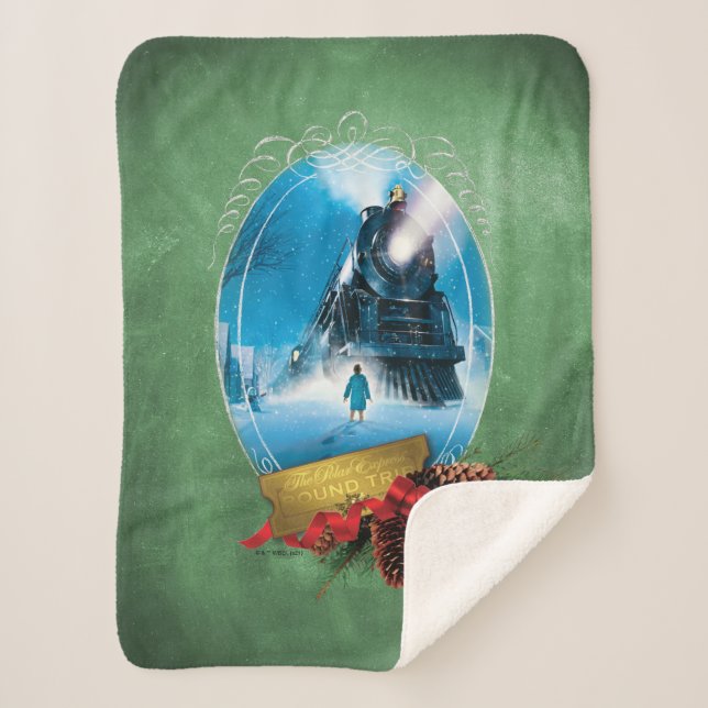 The Polar Express | Holiday Framed Train Arrival Sherpa Blanket (Front)